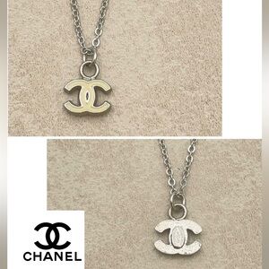 CHANEL CC Silver Tone Necklace